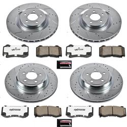 Brake Rotors/Pads, Iron, Drilled/Slotted, Zinc Plated, Carbon Ceramic Pads, Front/Rear, Chrysler, Dodge, Kit