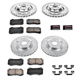 Brake Rotors/Pads, Cross-Drilled, Iron, Zinc Plated, Front/Rear, Chrysler, Dodge, Kit