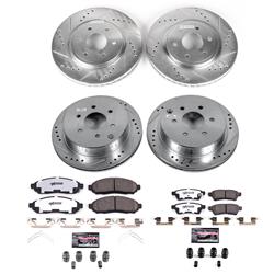 Pads and Rotors, Truck and Tow, Cross-Drilled/Slotted Surface, Iron, Zinc Plated, 11.650 in./11.260 in. Diameter, Z36 Carbon Fiber Ceramic Pads, Kit