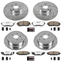 Brake Rotors/Pads, Iron, Drilled/Slotted, Zinc Plated, Carbon Ceramic Pads, Front/Rear, Subaru, Kit