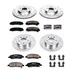 Brake Rotors/Pads, Iron, Drilled/Slotted, Zinc Plated, Ceramic Pads, Front/Rear, Buick, Cadillac, Kit