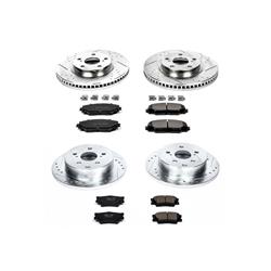 Pads and Rotors, Evolution Sport, Cross-Drilled/Slotted Surface, Iron, Zinc Plated, 11.650 in./11.060 in. Diameter, Z23 Carbon Fiber Ceramic Pads, Kit