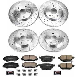 Brake Rotors/Pads, Cross-Drilled, Iron, Zinc Plated, Front/Rear, Scion, Kit