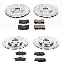 Brake Rotors/Pads, Iron, Drilled/Slotted, Zinc Plated, Ceramic Pads, Front/Rear, Ford, Kit