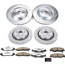 Brake Rotors/Pads, Iron, Drilled/Slotted, Zinc Plated, Carbon Ceramic Pads, Front/Rear, Cadillac, Chevy, Kit