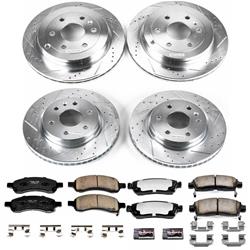 Pads and Rotors, Truck and Tow, Cross-Drilled/Slotted Surface, Iron, Zinc Plated, 12.800 in./13.030 in. Diameter, Z36 Carbon Fiber Ceramic Pads, Kit