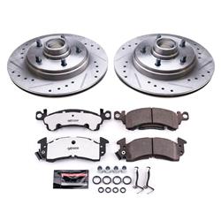 Rotors/Pads, Street Warrior, Z26 Carbon Fiber Ceramic Pads, Iron Rotors, Zinc Plated, Cross-Drilled/Slotted, Front, Buick, Cadillac, Set