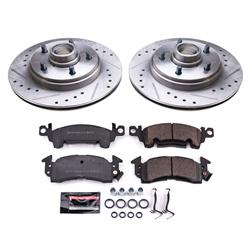 Rotors/Pads, Evolution Sport, Z23 Carbon Fiber Ceramic Pads, Iron Rotors, Zinc Plated, Cross-Drilled/Slotted, Front, Buick, Cadillac, Set