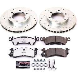 Rotors/Pads, Street Warrior, Z26 Carbon Fiber Ceramic Pads, Iron Rotors, Zinc Plated, Cross-Drilled/Slotted, Front, Chevy, GMC, Set