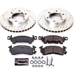 Rotors/Pads, Evolution Sport, Z23 Carbon Fiber Ceramic Pads, Iron Rotors, Zinc Plated, Cross-Drilled/Slotted, Front, Chevy, GMC, Set