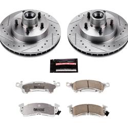 Brake Rotors/Pads, Drilled/Slotted, Iron, Natural, Front, Buick, Cadillac, Chevrolet, GMC, Oldsmobile, Pontiac, Kit