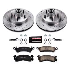 Brake Rotors/Pads, Cross-Drilled/Slotted, Iron, Natural Finish, Buick, Cadillac, Chevy, GMC, Oldsmobile, Pontiac, Kit