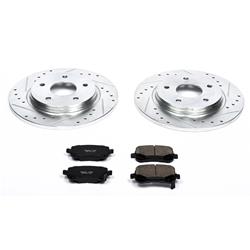 Brake Rotors/Pads, Iron, Drilled/Slotted, Zinc Plated, Ceramic Pads, Rear, Chrysler, Dodge, Ram, Kit