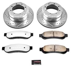 Brake Rotors/Pads, Truck and Tow, Drilled/Slotted, Iron, Zinc Plated, Rear, Ford, Kit