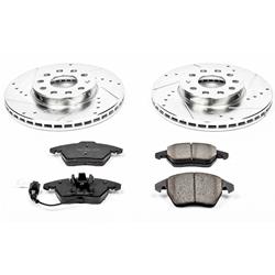 Brake Rotor/Pad, 1-Click, Z23, Iron, Drilled/Slotted, Carbon Fiber Ceramic Pads, Front, Audi, Volkswagen, Kit