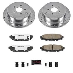 Brake Rotors/Pads, Iron, Drilled/Slotted, Zinc Plated, Carbon Ceramic Pads, Rear, Subaru, Kit