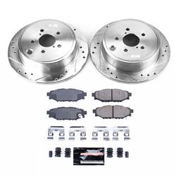 Brake Rotors/Pads, Cross-Drilled/Slotted, Iron, Zinc Plated, Subaru, Rear, Kit