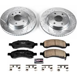 Pads and Rotors, Truck and Tow, Cross-Drilled/Slotted Surface, Iron, Zinc Plated, 12.800 in. Diameter, Z36 Carbon Fiber Ceramic Pads, Kit