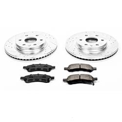 Brake Rotors/Pads, Iron, Drilled/Slotted, Zinc Plated, Ceramic Pads, Front, Buick, Chevy, GMC, Saturn, Kit