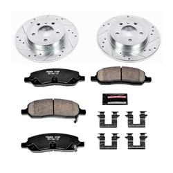 Brake Rotors/Pads, Iron, Drilled/Slotted, Zinc Plated, Ceramic Pads, Rear, Buick, Cadillac, Kit