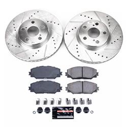 Brake Rotors/Pads, Iron, Drilled/Slotted, Zinc Plated, Ceramic Pads, Front, Pontiac, Scion, Toyota, Kit