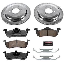 Brake Rotors/Pads, Iron, Drilled/Slotted, Zinc Plated, Carbon Ceramic Pads, Rear, Ford, Lincoln, Kit