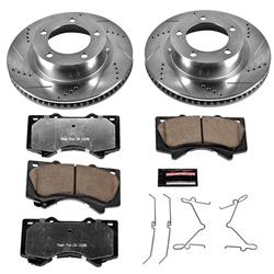 Brake Rotors/Pads, Cross-Drilled/Slotted, Iron, Zinc Plated, Lexus, Toyota, Front, Kit