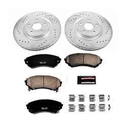 Brake Rotors/Pads, Iron, Drilled/Slotted, Carbon Fiber Ceramic Pads, Front, Cadillac, Kit