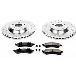 Brake Rotors/Pads, Cross-Drilled, Iron, Zinc Dichromate Plated, Chevy, Front, Kit