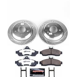 Pads and Rotors, Street Warrior, Cross-Drilled/Slotted Surface, Iron, Zinc Plated, 11.610 in. Diameter, Z26 Carbon Fiber Ceramic Pads, Kit