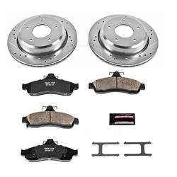 Brake Rotors/Pads, Iron, Drilled/Slotted, Zinc Plated, Ceramic Pads, Rear, Chevy, Kit