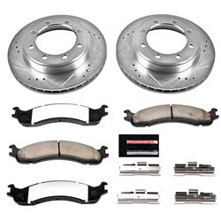 Brake Rotors/Pads, Iron, Drilled/Slotted, Zinc Plated, Carbon Ceramic Pads, Front, Ford, Kit