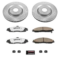 Brake Rotors/Pads, Iron, Drilled/Slotted, Zinc Plated, Carbon Ceramic Pads, Front, Cadillac, Chevy, Kit