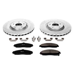 Brake Rotors/Pads, Iron, Drilled/Slotted, Carbon Fiber Ceramic Pads, Front, Cadillac, Chevy, Kit