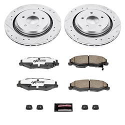 Brake Rotors/Pads, Iron, Drilled/Slotted, Zinc Plated, Carbon Ceramic Pads, Rear, Cadillac, Chevy, Kit