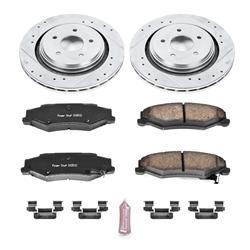 Brake Rotors/Pads, Iron, Drilled/Slotted, Zinc Plated, Carbon Ceramic Pads, Rear, Chevy, Cadillac, Kit