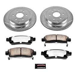 Brake Rotors/Pads, Truck and Tow, Drilled/Slotted, Iron, Zinc Plated, Rear, Buick, Chevy, GMC, Saturn, Kit