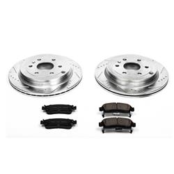 Brake Rotors/Pads, Iron, Drilled/Slotted, Zinc Plated, Ceramic Pads, Rear, Buick, Chevy, GMC, Saturn, Kit