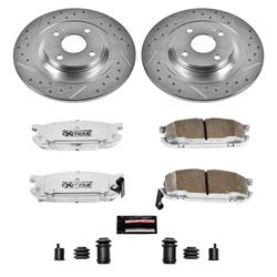 Brake Rotors/Pads, Iron, Drilled/Slotted, Zinc Plated, Carbon Ceramic Pads, Rear, Mazda, Kit