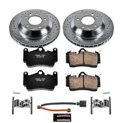 Brake Rotors/Pads, Cross-Drilled/Slotted, Iron, Zinc Plated, Audi, Porsche, Volkswagen, Rear, Kit