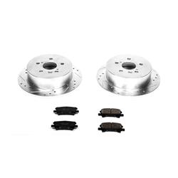 Brake Rotors/Pads, Cross-Drilled/Slotted, Iron, Zinc Plated, Lexus, Toyota, Rear, Kit