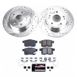 Brake Rotors/Pads, Cross-Drilled/Slotted, Iron, Zinc Plated, for use on Acura®, Honda®, Rear, Kit