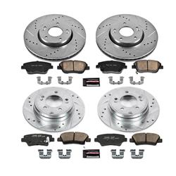 Brake Rotors/Pads, Iron, Drilled/Slotted, Zinc Plated, Ceramic Pads, Front/Rear, Hyundai, Kia, Kit
