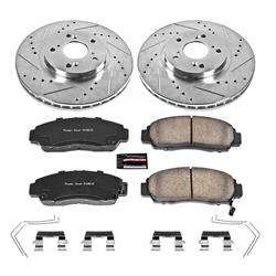 Brake Rotors/Pads, Cross-Drilled/Slotted, Iron, Zinc Plated, for use on Acura®, Honda®, Front, Kit