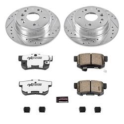 Brake Rotors/Pads, Iron, Drilled/Slotted, Zinc Plated, Carbon Ceramic Pads, Rear, for use Honda®, Kit