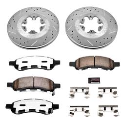 Pads and Rotors, Truck and Tow, Cross-Drilled/Slotted Surface, Iron, Zinc Plated, 11.730 in. Diameter, Z36 Carbon Fiber Ceramic Pads, Kit