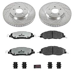 Brake Rotors/Pads, Cross-Drilled/Slotted, Iron, Zinc Plated, Ford, Front, Kit
