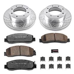 Brake Rotors/Pads, Truck and Tow, Drilled/Slotted, Iron, Zinc Plated, Front, Ford, Kit