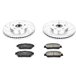 Brake Rotors/Pads, Iron, Drilled/Slotted, Carbon Fiber Ceramic Pads, Front, Toyota, Kit