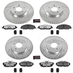 Brake Rotor/Pad, 1-Click, Z26, Iron, Drilled/Slotted, Carbon Fiber Ceramic Pad, Front/Rear, Ford, Kit